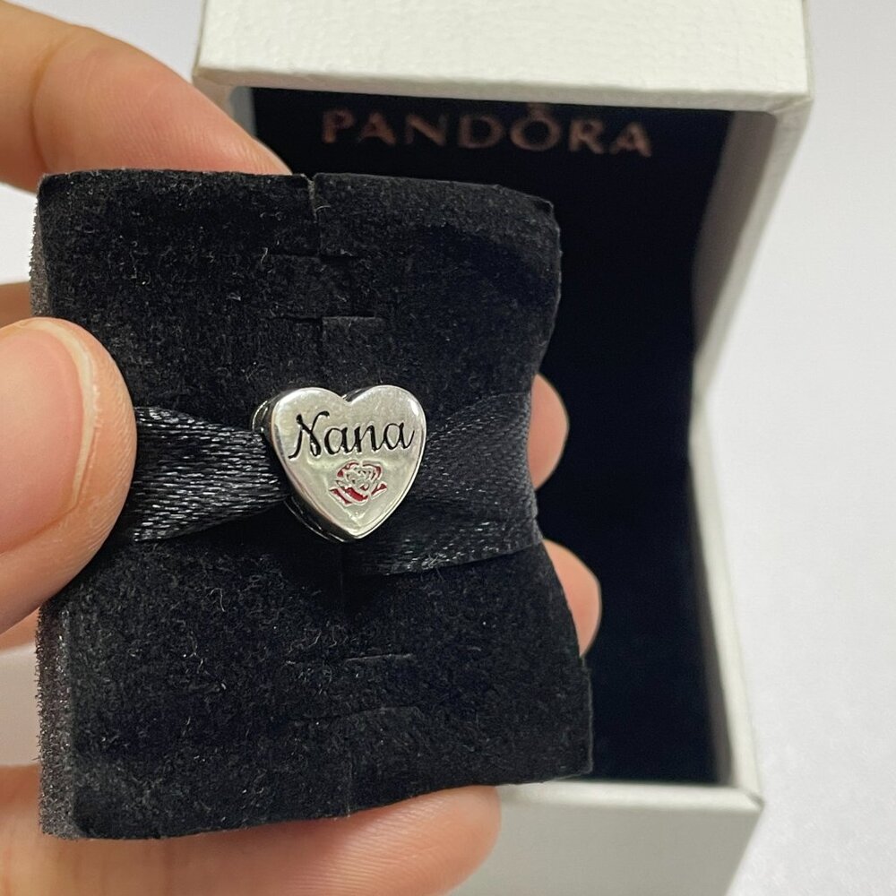 Pandora Nana Heart Charm Bead S925 Sterling Silver